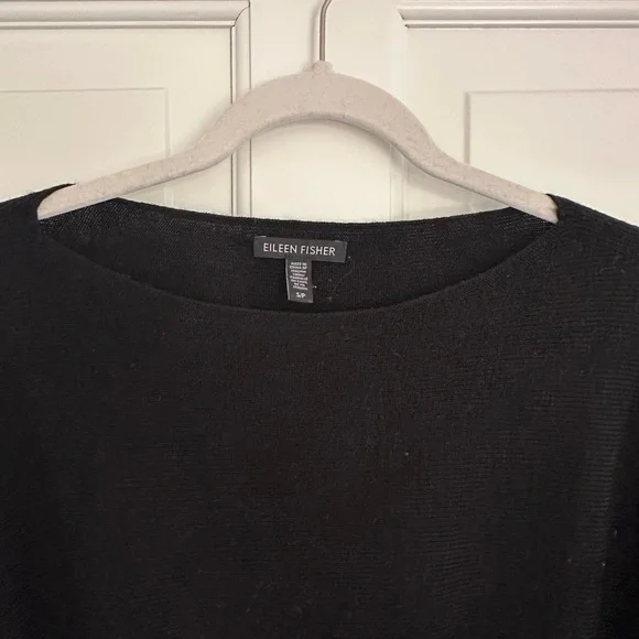 Eileen Fisher Black Cropped Merino Wool Sweater - Medium - Picture 2 of 12